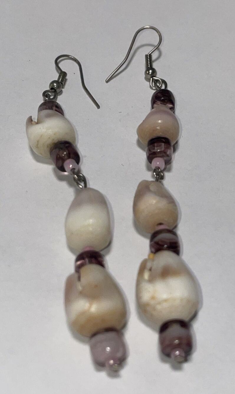 Hawaiian shore break Handmade Pūpū Ala cone Shells bead Dangly Earring Set